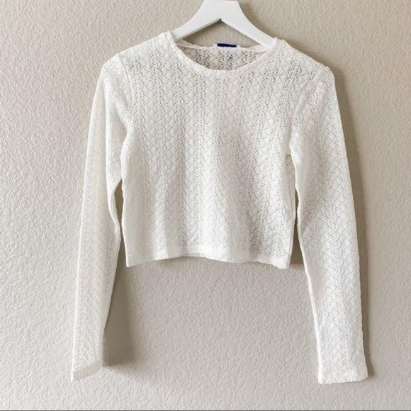 Zara Textured Lace-Like Long Sleeve Top Small - Picture 3 of 4